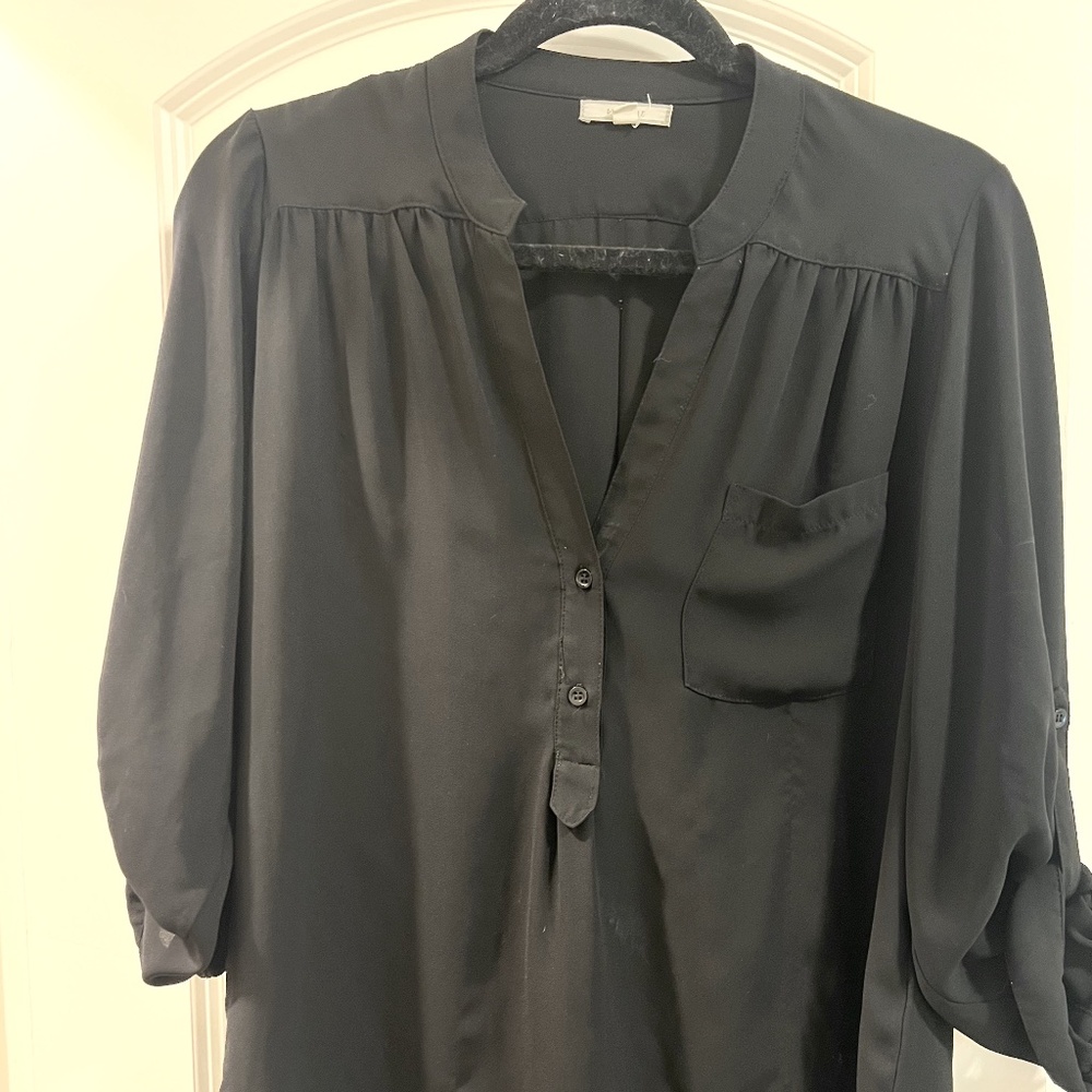 Pieione black 3/4 sleeve blouse